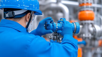 Industrial Technician Inspecting Valve