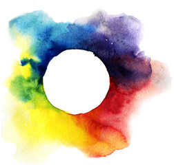 Colored watercolor stain on white background