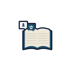 translator book icon, learn language icon, book and dictionary icon