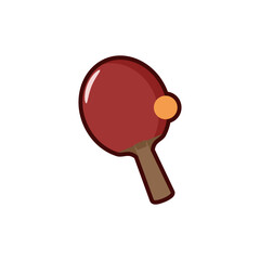 ping pong racket and ball flat illustration, ping pong logo vector illustration