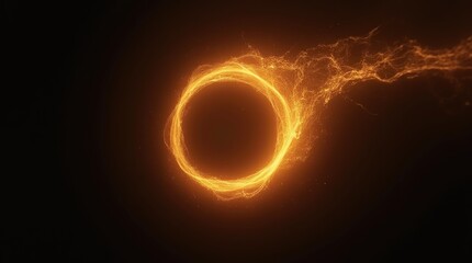 A golden, swirling form of light against a dark backdrop, evoking the essence of energy and motion in an abstract digital art style sphere