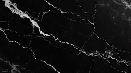 black marble texture with striking white veins, ideal for interior design, architecture, and graphic projects