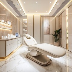 Luxurious spa treatment room interior.