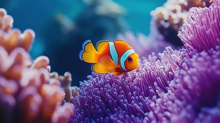 Vibrant clownfish on a coral reef.