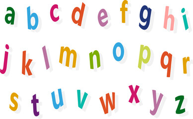 Multicolored letters of the English alphabet.Vector illustration with colored letters of the English alphabet with shadows.