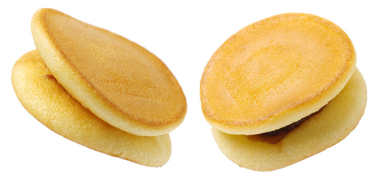 Dorayaki is a japanese bread on white background