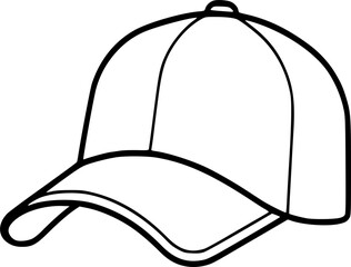 Baseball cap line art isolated on white background.
