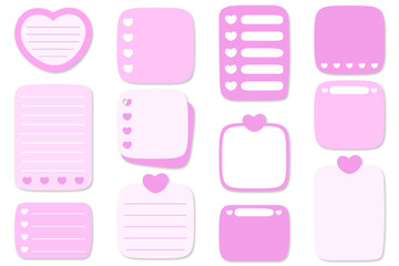 Sweet Pink Note Paper Set. A Lovely Collection of Pastel Pink Vector Designs, Perfect for Adding a Romantic and Elegant Touch to Your Valentine's Day Notes, Planners, and Crafts.