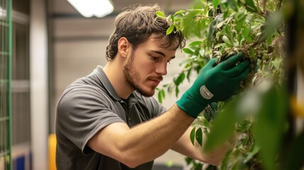 Man working on animal rehabilitation and health programs in wildlife shelters