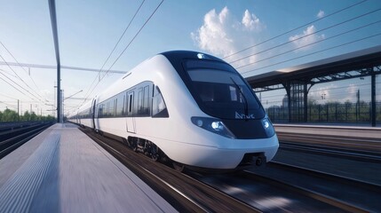 Fototapeta premium Railway infrastructure supporting efficient and eco-friendly intercity transportation