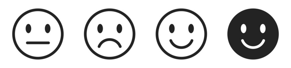 feedback emojis emoticons. smile, neutral, angry, sad, emoji. emoticon level scale rating. vector illustration	
