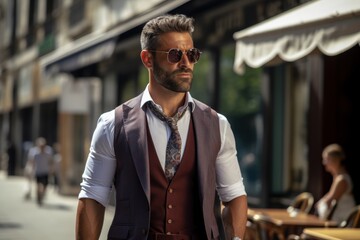 Fototapeta premium A man wearing a vest