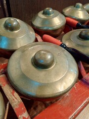  bonang, a traditional Javanese gamelan musical instrument.