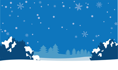 冬の森のかわいい背景イラスト素材