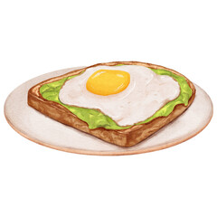 Illustration of Avocado Toast with Fried Egg