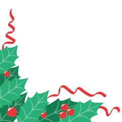 Corner Leaves Christmas with Ribbon