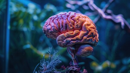 Obraz premium Ghrelin: This hormone stimulates hunger, signaling the brain to increase appetite and food intake, helping to regulate body energy levels and eating behavior. 