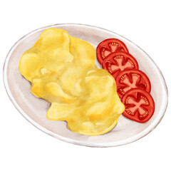 Illustration of Scramble Egg with Tomatoes