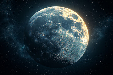 Fototapeta premium A Detailed View Of The Moons Surface And Stars