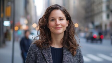 Fototapeta premium Woman exploring daily life and innovation in emerging tech-driven communities