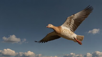 Fototapeta premium Flying golden goose with copy space