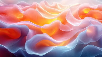 Fototapeta premium Ethereal Fluid Waves of Colorful Pastel Gradient Landscape in Dreamy Digital Artwork