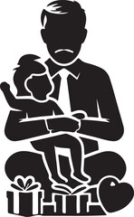 Happy Father's Day silhouette vector in white background