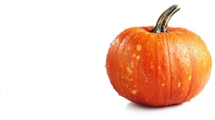 Obraz premium Halloween pumpkin on a white background, ideal for creative projects. This Halloween pumpkin image includes ample space for text, enhancing its visual appeal and versatility.