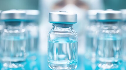 Scientist carefully examines vaccine vials in a controlled laboratory environment while ensuring proper handling and safety measures are followed