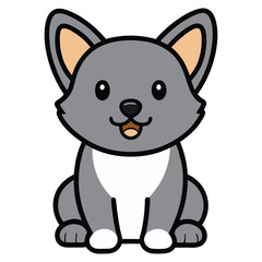 Fototapeta premium Playful Baby Swedish Vallhund Puppy Sitting Illustration Vector