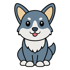 Playful Baby Swedish Vallhund Puppy Sitting Illustration Vector