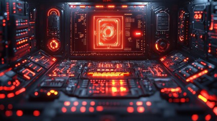 Fototapeta premium Futuristic Sci Fi Digital Interface with Neon Lighting Elements