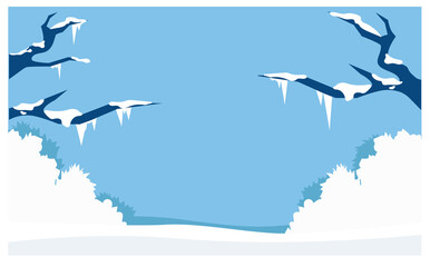 寒い冬の森の背景イラスト