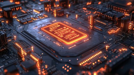 Fototapeta premium Intricate Futuristic Circuit Board with Glowing Electronic Components