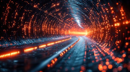 Obraz premium Luminous Dimensional Corridor An Immersive Futuristic Passage of Radiant Energy and Motion