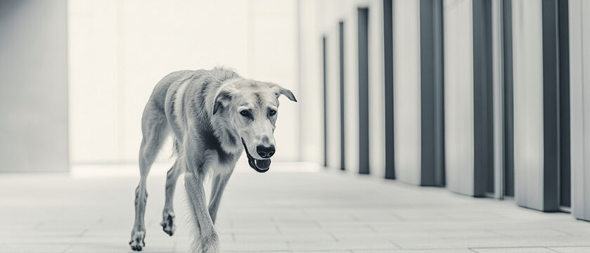 Irish Wolfhound Dog Patrolling The Grounds Of A Historic Estate
