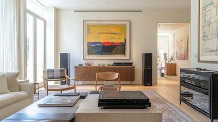 Modern Living Room Interior Design Featuring Abstract Art