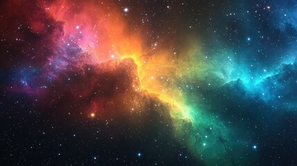 Naklejka premium A breathtaking scene of a colourful nebula capturing the vivid beauty and magic of the cosmos.