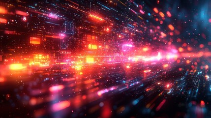 Fototapeta premium Mesmerizing Cosmic Luminance Hypnotic Digital Particles in Motion