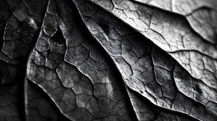 Dried Leaf Texture Close Up Black And White