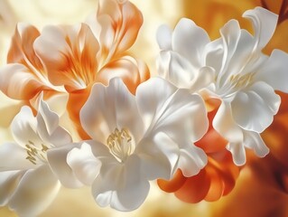 Fototapeta premium Blooming White and Orange Flowers in Soft Elegant Floral Arrangement