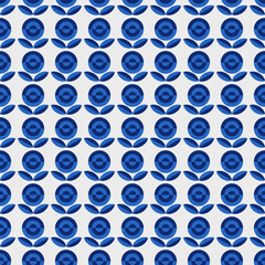 Seamless pattern with blue circles on white background. Vector illustration.