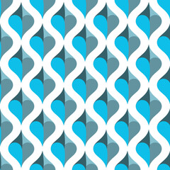 Seamless pattern with hearts in blue and white colors. Vector illustration.