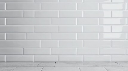 Naklejka premium Clean and Modern White Subway Tile Background for Interior Design or Home Renovation Project, Ideal for Use in Stylish Spaces and Contemporary Designs