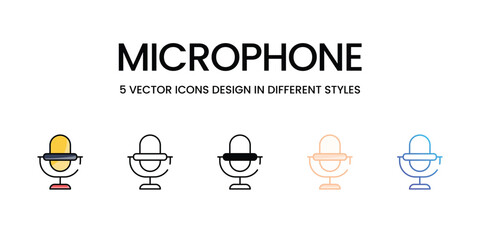 Microphone icons set in different style vector stock illustration
