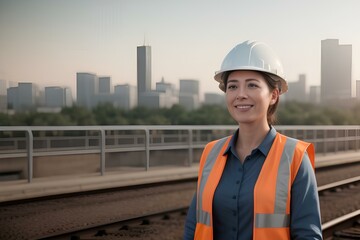 Portrait of a female Engineer with helmet 