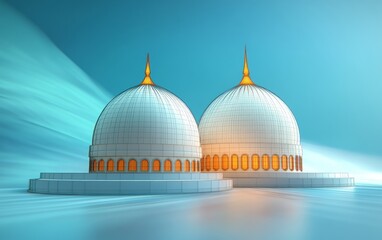 Obraz premium Glowing Dot and Line Mosque Domes