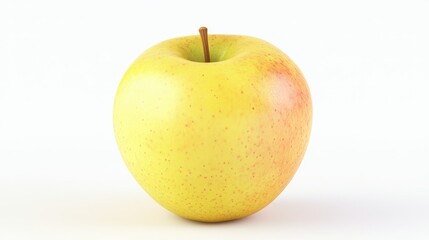 A realistic depiction of a yellow apple on a white background.