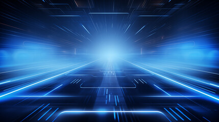 The composition resembles a futuristic circuit board or digital grid, with luminous dots and patterns that create a sense of depth and technology.