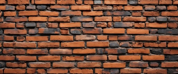 Obraz premium Old red brick wall with textured surface and worn-out appearance showcasing the pattern of bri